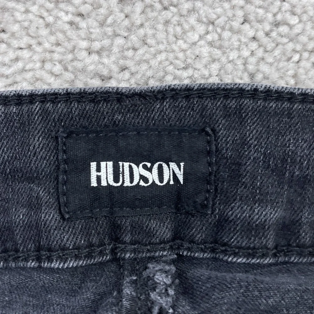 Hudson Jeans Womens 29 Black Collin Flare‎ Low Rise Distressed Denim Fray Hems